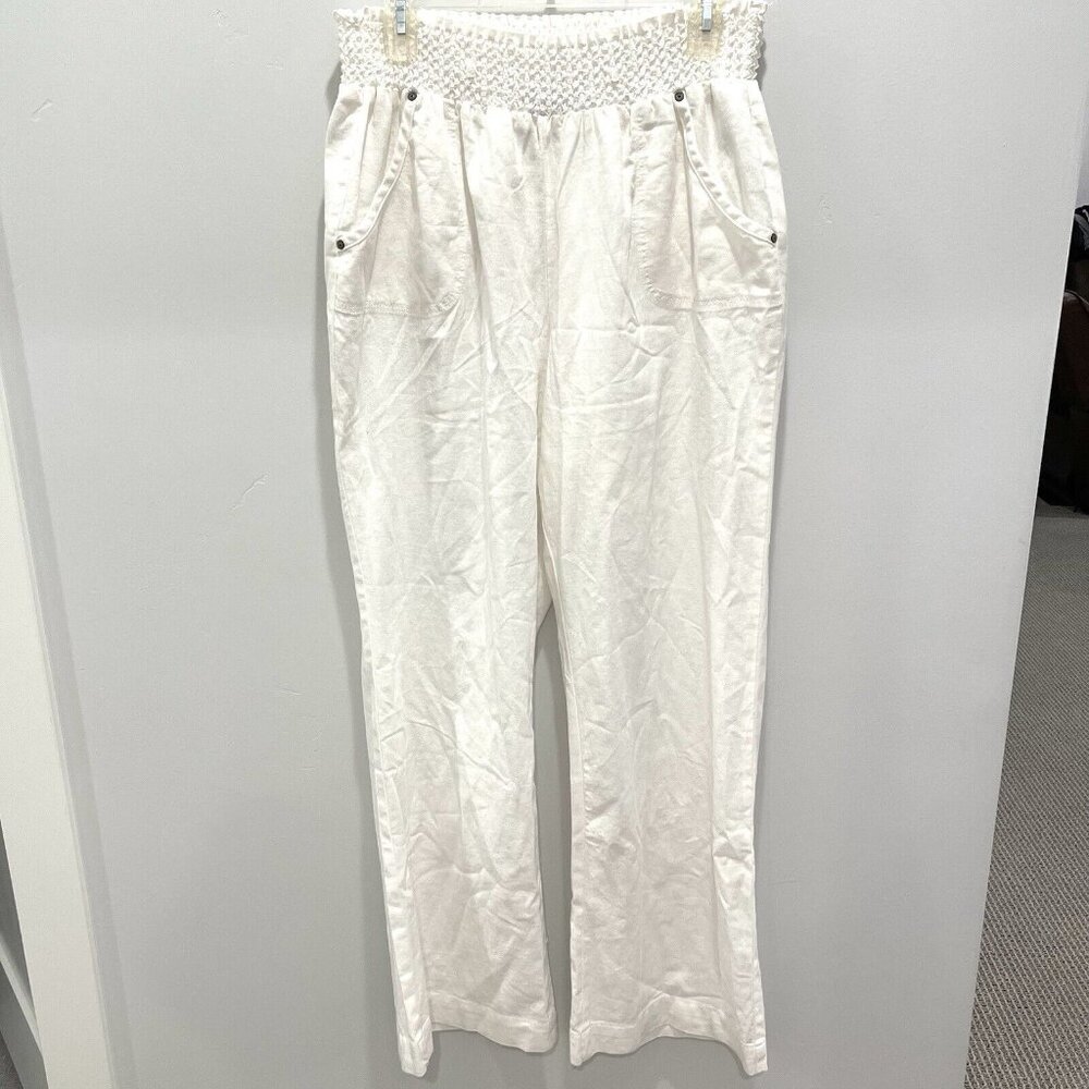 White Straight Flowy Leg Beach Pants By CiSONO Sz XL.